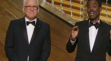 Steven Martin e Chris Rock durante a abertura do Oscar 2020 - Reprodução/Globo