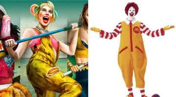 Arlequina em Aves de Rapina e Ronald McDonald - Divulgação/Warner Bros./McDonald's
