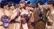 BTS recebendo o prêmio do primeiro win de ON - Twitter