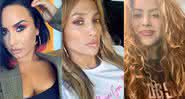Demi Lovato, Jennifer Lopez e Shakira em fotos publicadas em seu perfis - Instagram