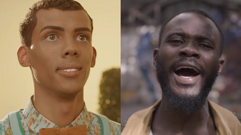 Stromae no clipe de "Papaoutai" e Gloire Ilonde em "Dizem" - Reprodução/YouTube