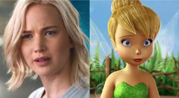 Jennifer Lawrence em Passageiros e a fada em Tinker Bell: Uma Aventura no Mundo das Fadas - Divulgação/Sony Pictures/DisneyToon Studios