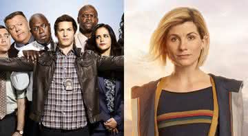 Cartaz de Brooklyn Nine-Nine e Jodie Whittaker como Doctor Who - Divulgação/Fox/BBC