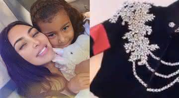 Kim Kardashian junto da filha mais velha, North West, e detalhe da jaqueta de Michael Jackson - Instagram