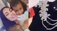 Kim Kardashian junto da filha mais velha, North West, e detalhe da jaqueta de Michael Jackson - Instagram
