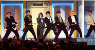 BTS e Halsey apresentando 'Boy With Luv' no Billboard Music Awards. - Reprodução/Billboard News