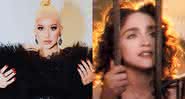 Christina Aguilera em clique nas redes e Madonna no clipe de Like a Prayer - Instagram/YouTube