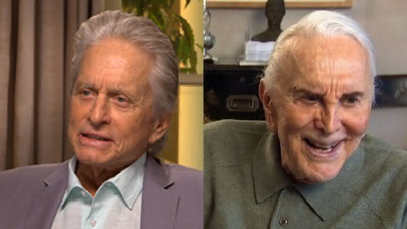 Michael Douglas e seu pai, o ator aposentado Kirk Douglas, ambos em entrevistas no YouTube - YouTube
