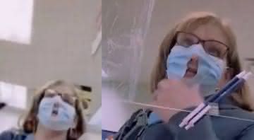 Mulher usa máscara com buraco - YouTube
