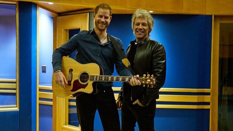 Harry e Jon Bon Jovi nos estúdios Abbey Road - Reprodução/Instagram