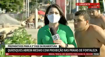 Homem invadiu reportagem de Wânyffer Monteiro - Reprodução/GloboNews