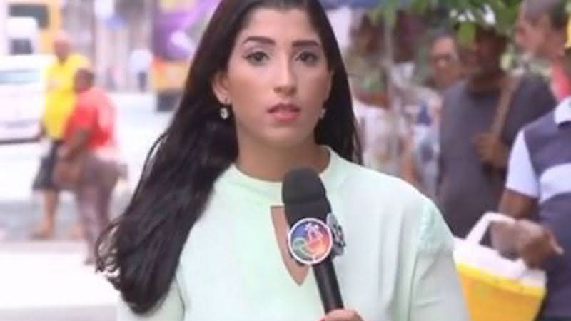 Repórter Tainá Reis caiu durante entrevista - Reprodução/TV Aratu