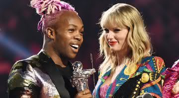 Todrick Hall e Taylor Swift recebem prêmio no VMA 2019. Crédito:  Dimitrios Kambouris/VMN19/Getty Images