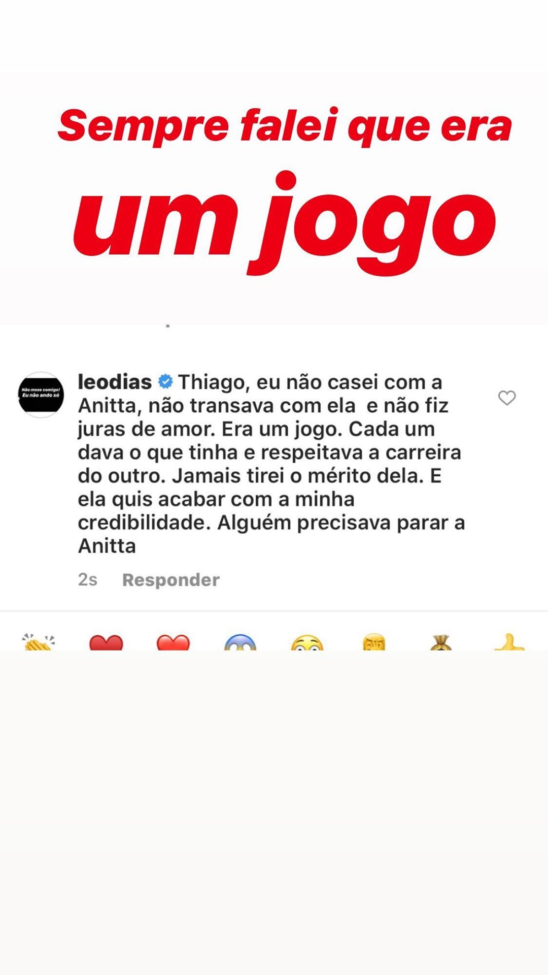 Ex-marido de Anitta se manifesta sobre polêmica entre cantora e Leo Dias